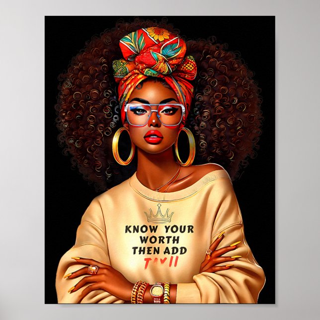 Afro Queen Black Woman African Melanin Black Histo Poster (Framsidan)