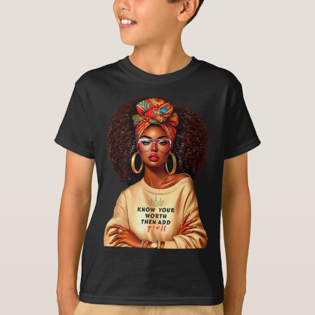 Afro Queen Black Woman African Melanin Black Histo T Shirt (Framsida)