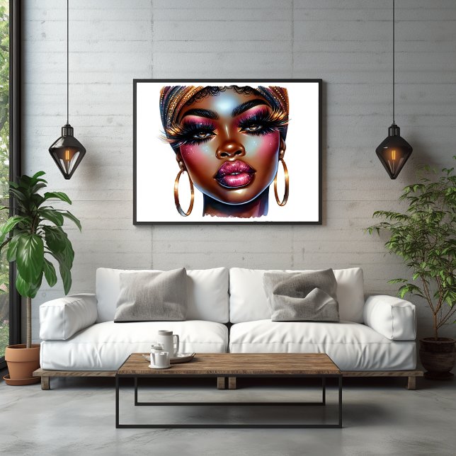 Afro Queen Mode Art Melanin Chic Poster (Afro Queen Fashion Art Melanin Magic Poster)