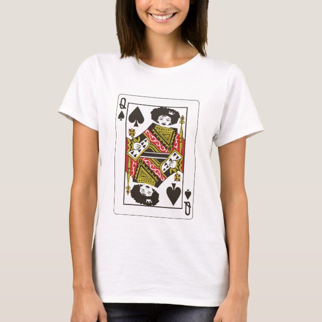 Afro Queen of Spades Black Queen of Spade Card T Shirt (Framsida)