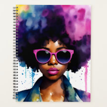 Afro Rainbow Hair Black Woman Sunglasses Art