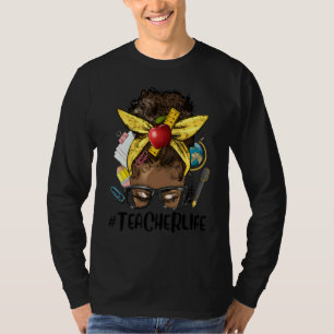 Afro Rufsylt Lärare Liv Svart Kvinna Uppskattning T Shirt