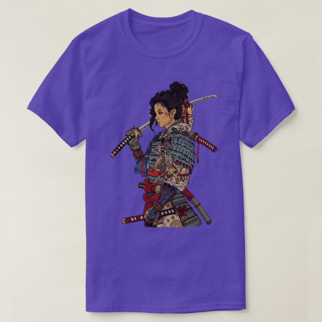 Afro Samurai Girl Japansk konst T Shirt (Design framsida)