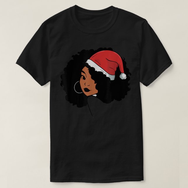 Afro Santa African American Black Womens Melanin C T Shirt (Design framsida)