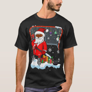 Afro Santa Pllay Hockey Julafton Black Afro Hockey T Shirt