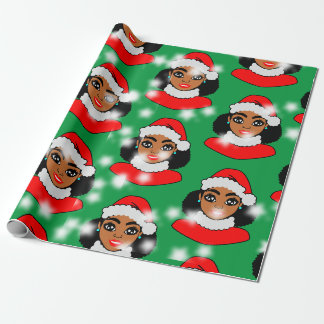 Afro Santa Puffs Svart jul Presentpapper