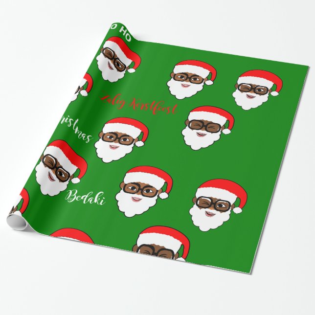 Afro Santa Santa Black Santa Melanin Presentpapper (Utrullad)