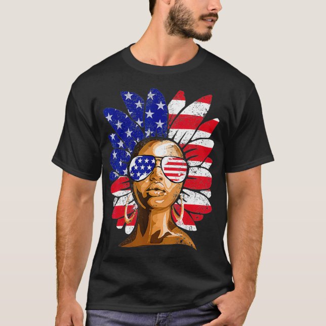 Afro Solros African American 4:e juli Melani T Shirt (Framsida)