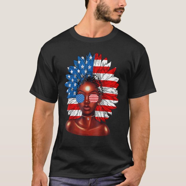 Afro Solros African American 4:e juli Melani T Shirt (Framsida)