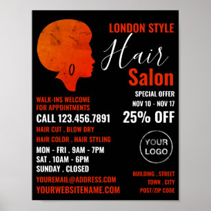 Afro Stil, Hair Stylist, Hair Salon Advertising Poster