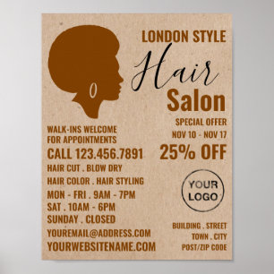 Afro Stil, Hair Stylist, Hair Salon Advertising Poster