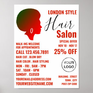 Afro Stil, Hair Stylist, Hair Salon Advertising Poster
