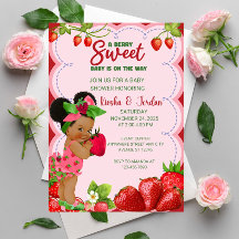Afro Strawberry Baby Shower bjudan African Ame