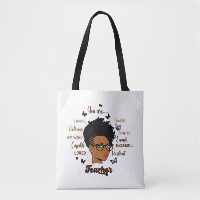 Afro Teacher Black Woman Teacher African American Tygkasse (Framsida)