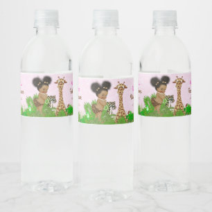 Afro Tjej Safari Baby Shower Vattenflaska Etikette Vattenflaskor Etikett