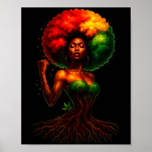 Afro träd kvinna svart drottning melanin rötter st poster