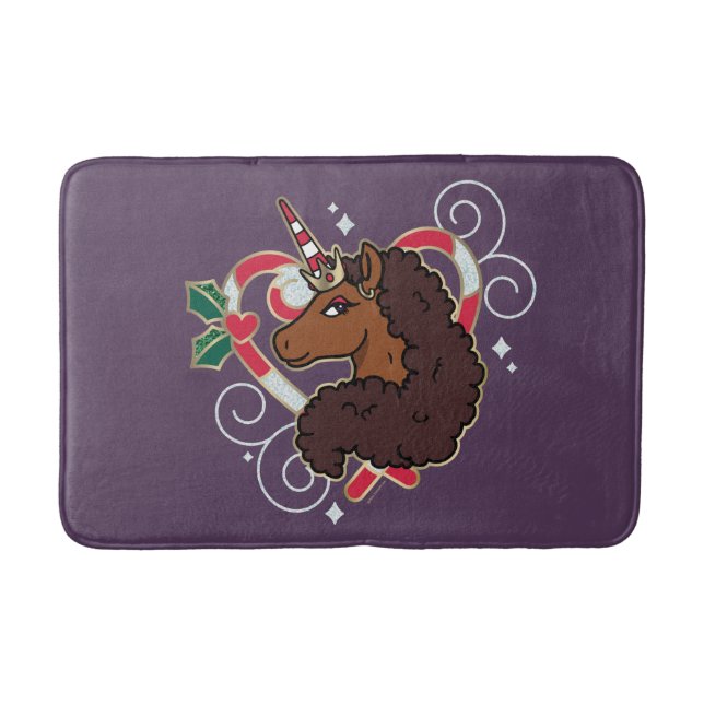 Afro Unicorn Candy cane Heart Helgdag Badrumsmatta (Framsidan)