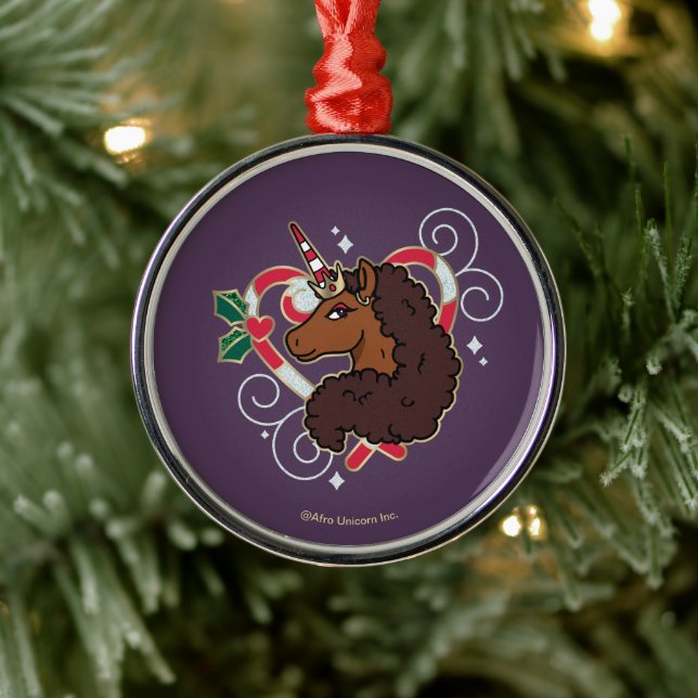 Afro Unicorn Candy cane Heart Helgdag Julgransprydnad Metall (Träd)