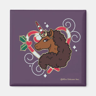 Afro Unicorn Candy cane Heart Helgdag Magnet