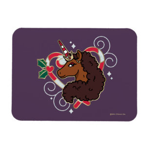 Afro Unicorn Candy cane Heart Helgdag Magnet