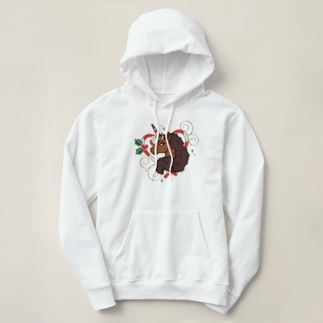 Afro Unicorn Candy cane Heart Helgdag T Shirt (Design framsida)