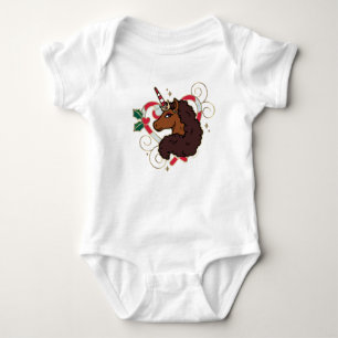 Afro Unicorn Candy cane Heart Helgdag T Shirt