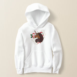 Afro Unicorn Candy cane Heart Helgdag T Shirt