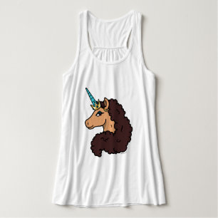 Afro Unicorn   Divine Linne Med Racerback