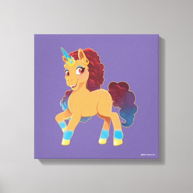Afro Unicorn | Divine Prancing Canvastryck (Framsida)