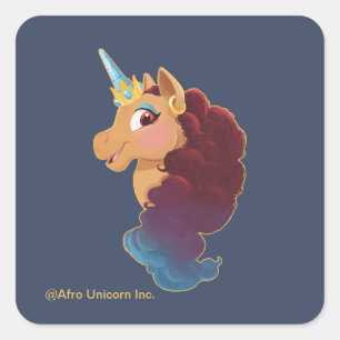 Afro Unicorn Divine the Unicorn Fyrkantigt Klistermärke