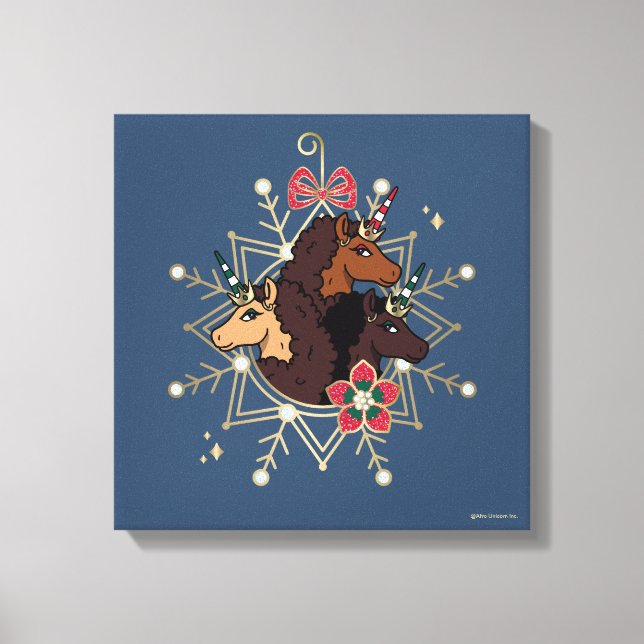 Afro Unicorn Festive Helgdag Magic Canvastryck (Framsida)