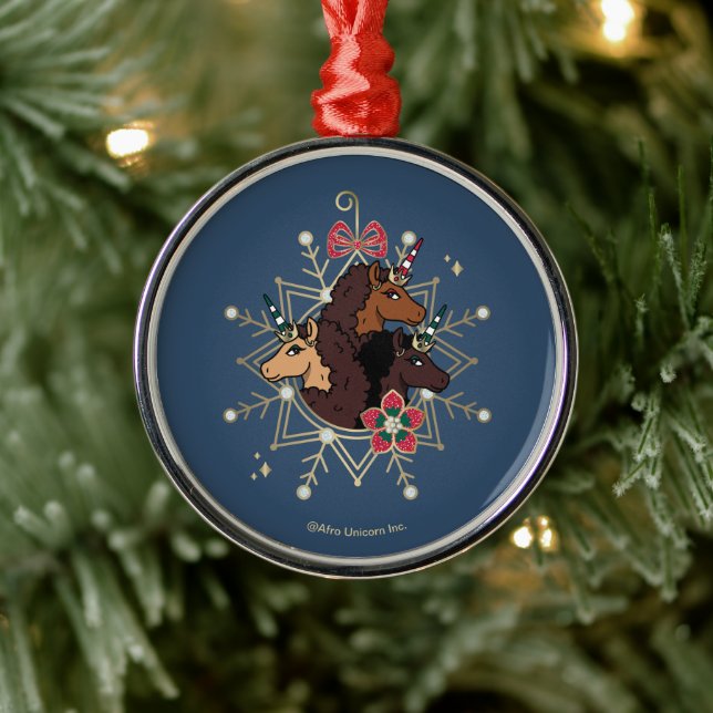 Afro Unicorn Festive Helgdag Magic Julgransprydnad Metall (Träd)