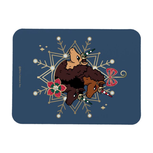 Afro Unicorn Festive Helgdag Magic Magnet (Horisontell)