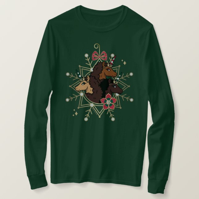 Afro Unicorn Festive Helgdag Magic T Shirt (Design framsida)