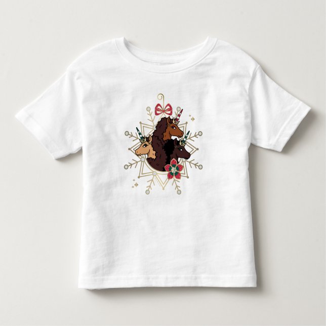 Afro Unicorn Festive Helgdag Magic T Shirt (Framsida)