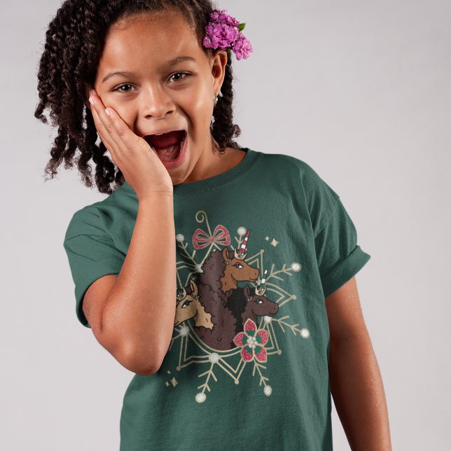 Afro Unicorn Festive Helgdag Magic T Shirt (Skapare uppladdad)