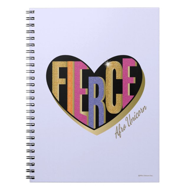 Afro Unicorn Fierce Heart Design Anteckningsbok (Framsidan)