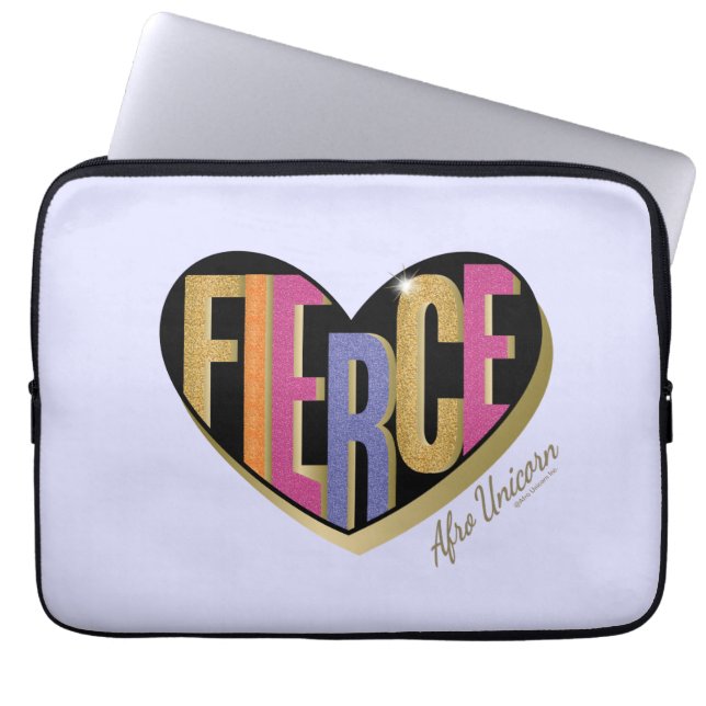 Afro Unicorn Fierce Heart Design Laptop Fodral (Framsidan)