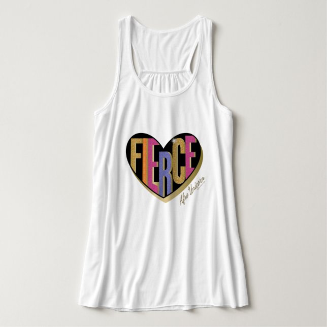 Afro Unicorn Fierce Heart Design Linne Med Racerback (Design framsida)