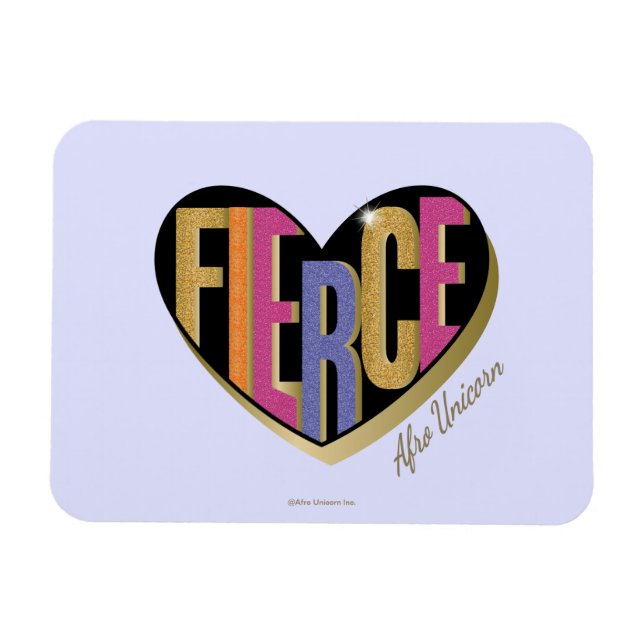 Afro Unicorn Fierce Heart Design Magnet (Horisontell)