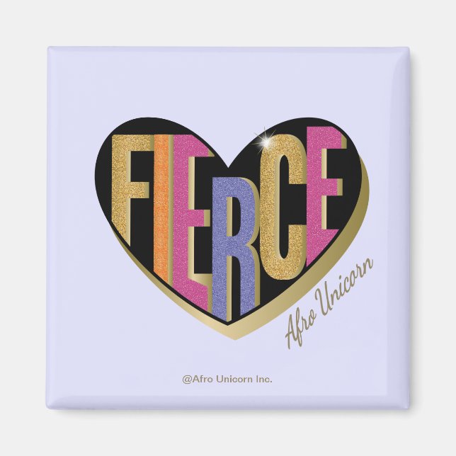 Afro Unicorn Fierce Heart Design Magnet (Framsidan)