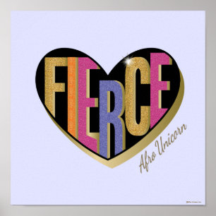 Afro Unicorn Fierce Heart Design Poster