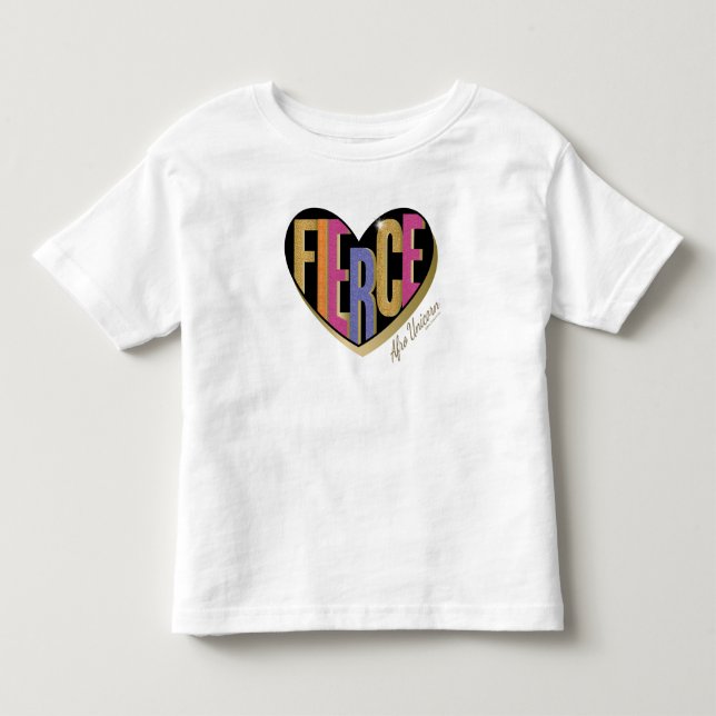 Afro Unicorn Fierce Heart Design T Shirt (Framsida)