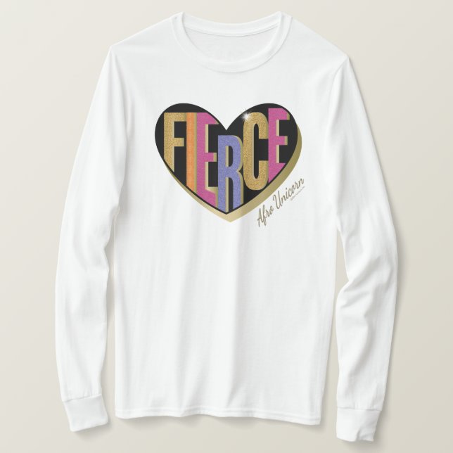 Afro Unicorn Fierce Heart Design T Shirt (Design framsida)