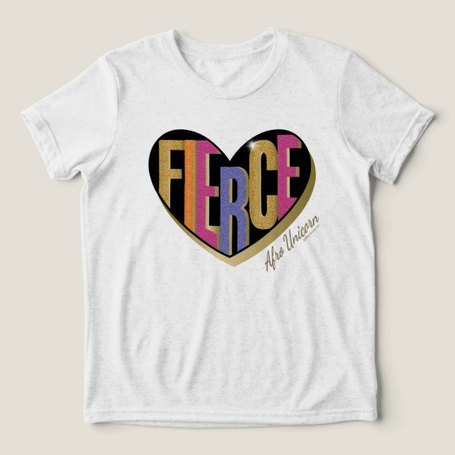 Afro Unicorn Fierce Heart Design T Shirt (Design Framsida)