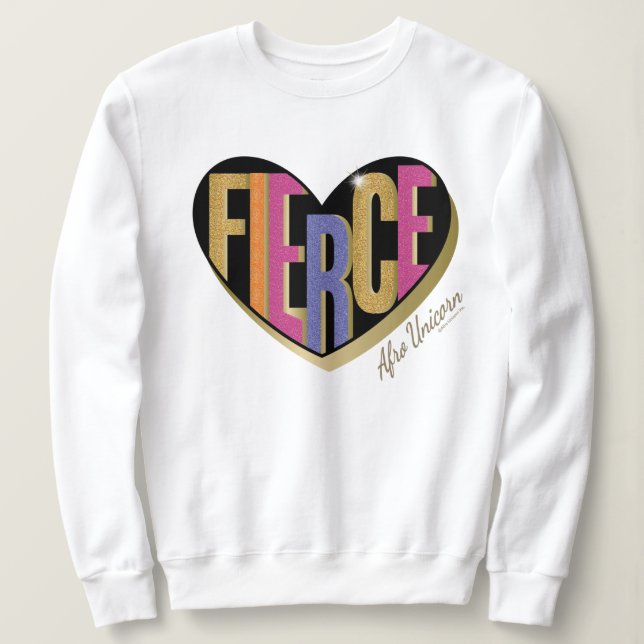 Afro Unicorn Fierce Heart Design T Shirt (Design framsida)