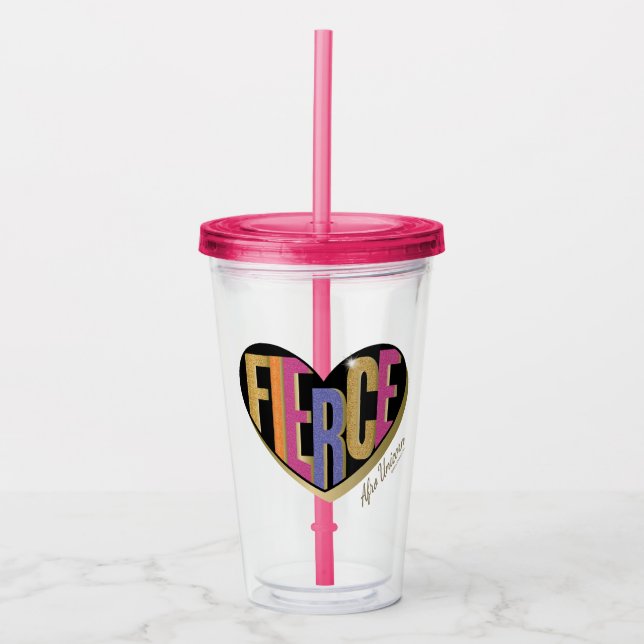 Afro Unicorn Fierce Heart Design Take Away Mugg (Framsida)