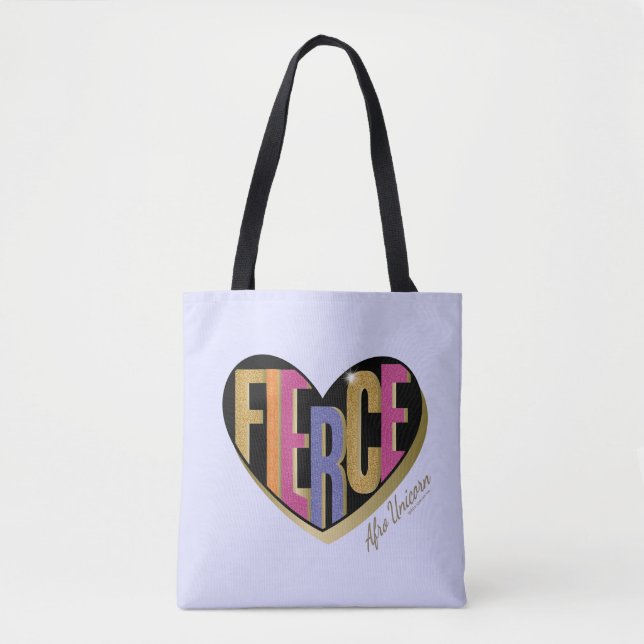 Afro Unicorn Fierce Heart Design Tygkasse (Framsida)