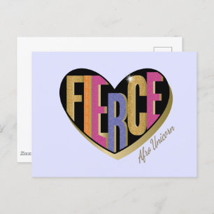 Afro Unicorn Fierce Heart Design Vykort