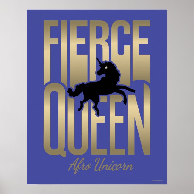 Afro Unicorn Fierce Queen Poster (Framsidan)